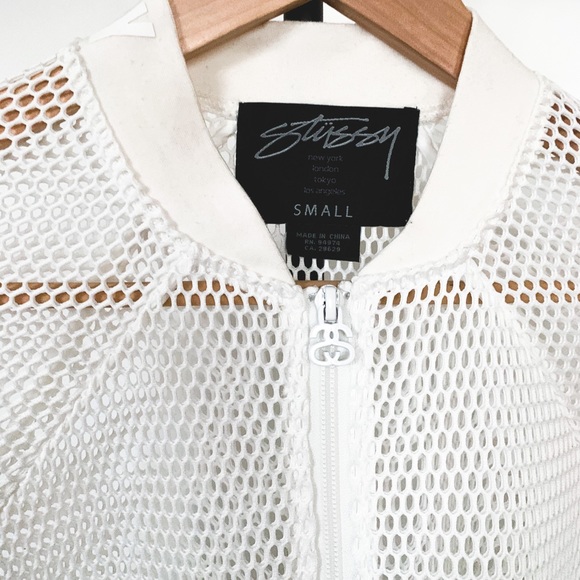 Stussy White Mesh Bomber - Picture 3 of 5